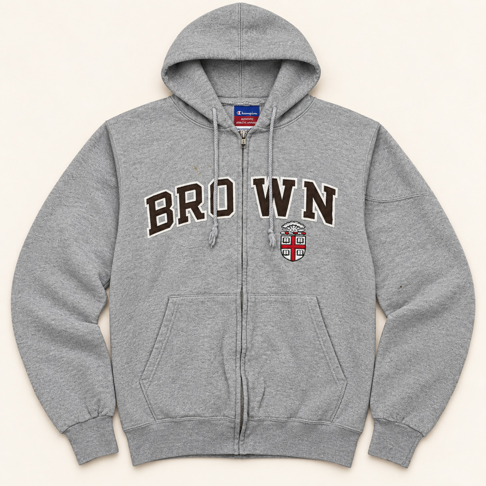 Champion Brown University Full Zip Hoodie Gray Ivy League XL